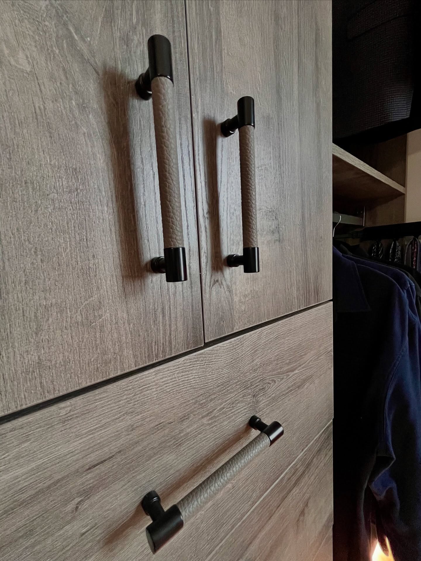 Closet drawers and pull-out storage in a converted Winnipeg bedroom wardrobe