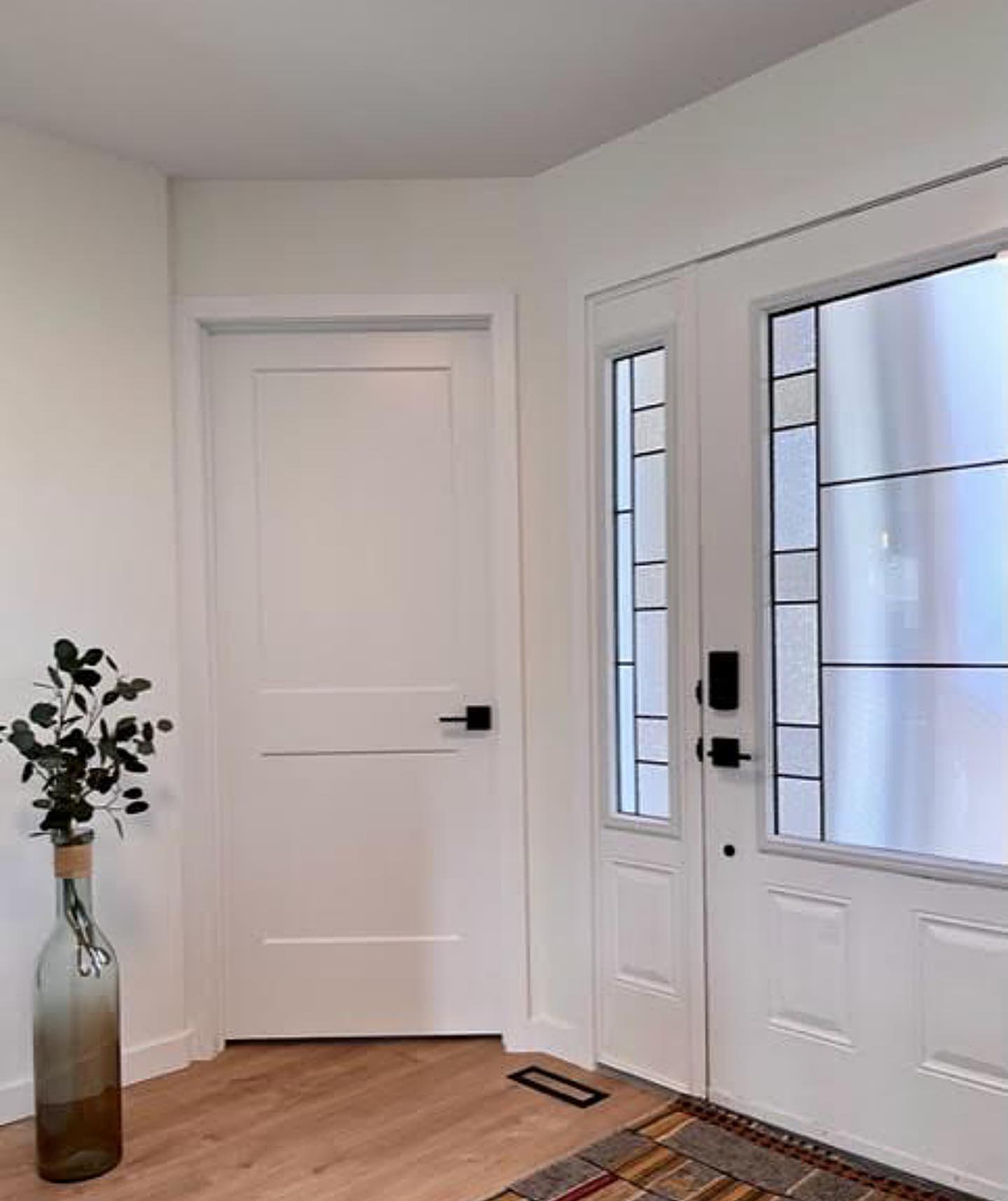 Refreshed front entry with new glass and hardware in a Winnipeg home